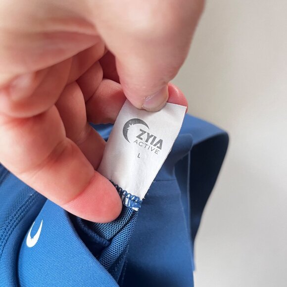 Zyia Active Blue Mesh Racerback Sports Bra With Zipper Detail Size L - Picture 4 of 5